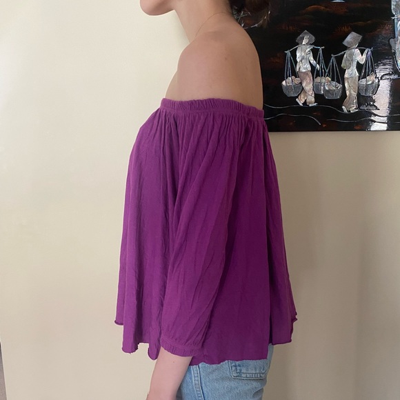 Truly Madly Deeply Purple Off the Shoulder Top | Size XS - Picture 2 of 3